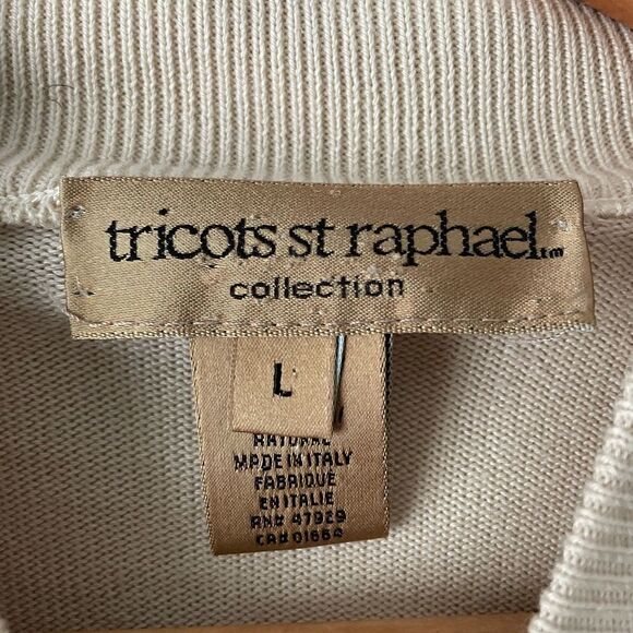 Tricots st Raphael cream cotton sweater size L 309 - Picture 5 of 6